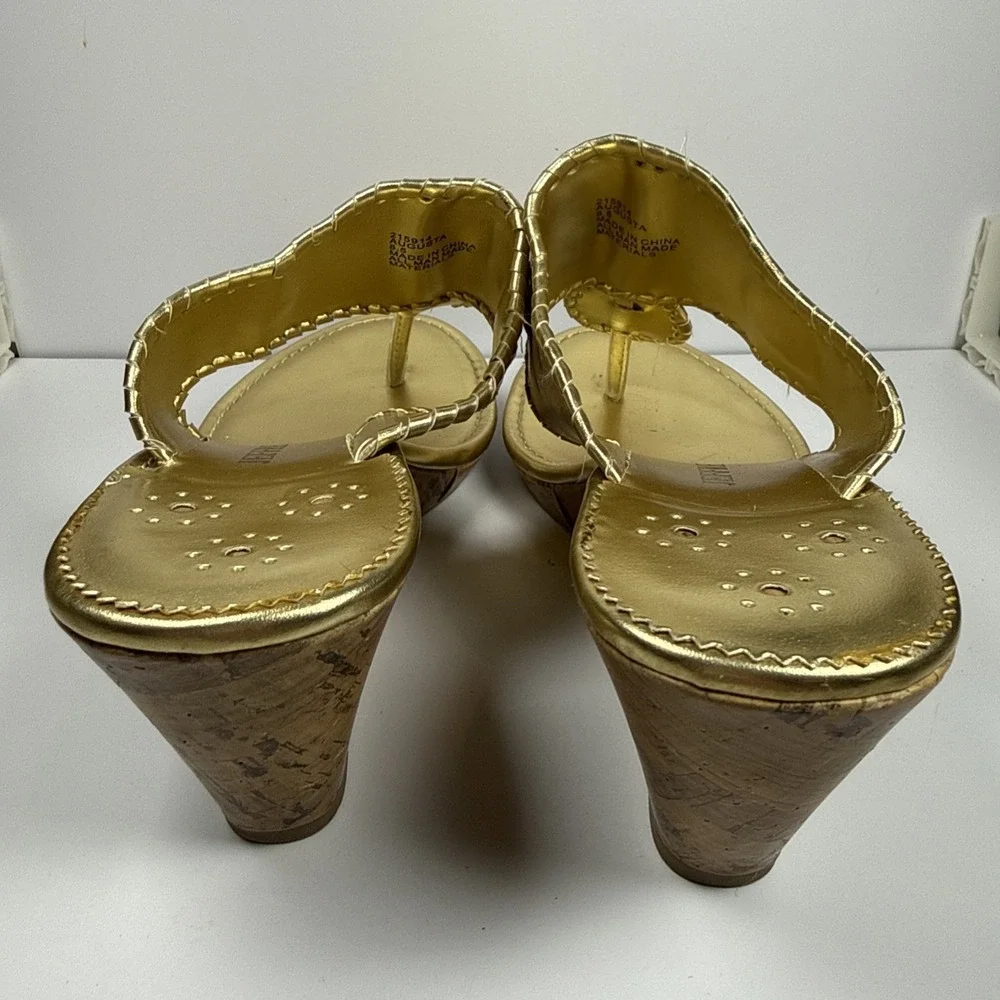 Jeffrey Tyler AugustaGold Metallic High Cork Wedge Sandal Women's 8.5